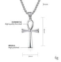Collier Pendentif Croix Ankh Hip Hop pour Couple, Bijou Religieux, Chaîne de Pull en Acier Inoxydable Plaqué Or, Pendentif Croix de Jésus pour Femmes et Hommes
