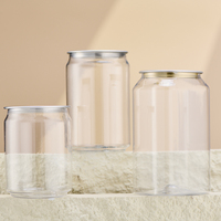 Bocaux en Plastique PET à Fond Plat avec Grande Ouverture de 56 mm, Couvercle Démontable, 250 ml, 330 ml, 375 ml, 500 ml, Scellage en Aluminium Facile à Ouvrir, pour Stockage de Desserts et Gâteaux