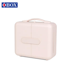 Estuche de maquillaje Obox rosa, de gran capacidad, portátil, con espejo y asa suave para mujeres, para uso doméstico. - Product Image 2