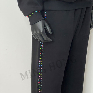 OEM Men's Multicolour Rhinestone Heavyweight Sweatsuit Embossed Hoodie And <b>Sweatpants</b> <b>Sets</b> - Product Image 3