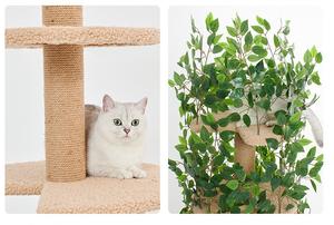 Albero di simulazione della torre di arrampicata per gatti relpet lussuoso stile naturale pianta gatto con foglie di legno - Product Image 5