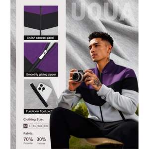 Ensemble de survêtement personnalisé pour homme – Veste zippée intégrale et pantalon de survêtement – Tenue décontractée athlétique 2 pièces avec blocs de couleur – Vêtements de sport respirants - Product Image 4