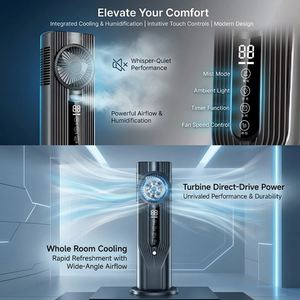 Smart Tower Fan Mist & Timer, Rechargeable 6-Speed Fan, 32.5Cm Portable Air <b>Cooler</b> With Led Light for Bedroom Office - Product Image 3
