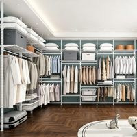 Porte-vêtements moderne en acier du sol au plafond avec portes en MDF pour dressing, rangement de salon et location d'appartement