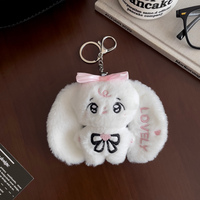 Adorables porte-clés en peluche lapin aux oreilles tombantes, disponibles en deux couleurs avec détails brodés, jolis pendentifs de sac et petits cadeaux quotidiens mignons