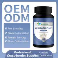 Capsules de Glutathion Pur Complexe à Marque Blanche OEM, Ingrédients Vitaminiques Mélangés, 60 Comprimés, Bouteille en Plastique Noir, Impression Personnalisée