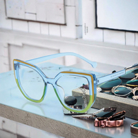 68132 Nouvelles lunettes anti-lumière bleue pour femmes, style œil-de-chat, élégantes, sans ordonnance, monture carrée, personnalisables, classiques