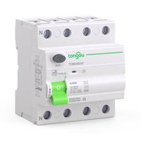 Interruptor de Corriente de Fuga a Tierra de Riel DIN 4P 63A 30mA 300mA, Disyuntor Diferencial RCCB RCD 10KA Tipo B, Interruptor de Circuito en Miniatura TORD4B-63 400V