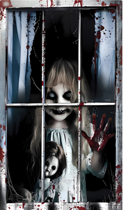 벽 및 문 파티 할로윈 장식용 맞춤형 공포 스릴러 창 커튼 커버 - Product Image 2