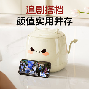 Creative Cartoon Desktop Trash Can Round Flip Top Lid Large Capacity Multi Functional Storage Bin Indoor Use Milky White - Product Image 3