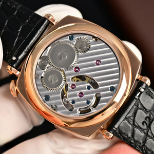 2026 New Arrival Rose Gold Tone Cushion Case Tourbillon Automatic <b>Watch</b> Men Black Dial Mechanical <b>Watch</b> With Leather Strap - Product Image 5
