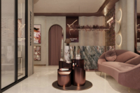 Service de design d'intérieur pour salon de beauté, présentoir à vernis à ongles sur mesure et aménagement de boutique de soins capillaires