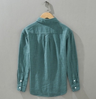 Chemise Col Rabattu en Ramie Homme M-3XL, Haut Décontracté Respirant, Veste Ample Tendance en Coton et Lin Couleur Unie