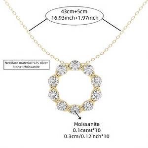 قلادة من الفضة مع تصميم مويسانيتي مجوف دائري ، شوكرز عصري بشهادة سلسلة حبل غرا - Product Image 5