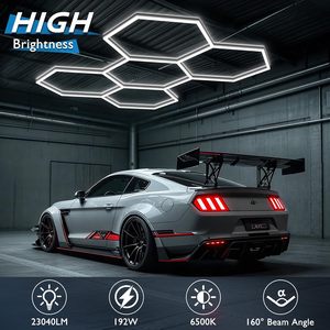 Éclairage de garage hexagonal à LED, tube en forme de nid d'abeille, éclairage de plafond 110V-240V, moderne, CRI 90, dimmable, lumière du jour 5000K, 264000 lumens - Product Image 2