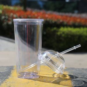 Vaso de agua personalizado de plástico de doble capa, libre de BPA, para estudiantes, de 20 oz, con pajita. - Product Image 4