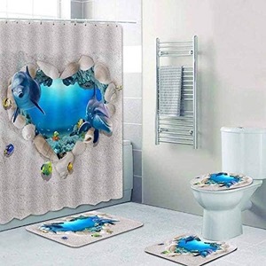 Rideau de Douche en Polyester Motif Vie Marine, Impression Numérique Personnalisée, Ensemble de Rideaux de Douche Imperméables, Vente en Gros - Product Image 6