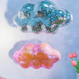 Enfeites de Natal em Forma de Nuvem de Espelho de Vidro Prateado Feitos à Mão para Decorações de Festa Retro dos Anos 70 Alta Qualidade Clássica Suspensa - Product Image 2