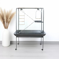 Cage à oiseaux en fer noir à motif animalier avec plateau en plastique, maison pour animaux de compagnie écologique, capacité 25 lb, pour intérieur et extérieur, toutes saisons