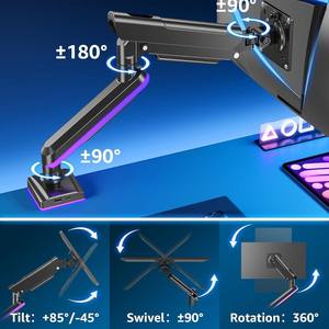 Soporte para Monitor de Computadora Compatible con <span class=keywords><strong>AOC</strong></span>, con Brazo Mecánico RGB, Color Negro/Plateado - Product Image 4