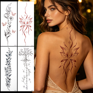 Autocollants de <span class=keywords><strong>tatouage</strong></span> temporaire non toxiques personnalisés, professionnels, dessinés à la main, motif gracieux de vigne botanique d'hibiscus, longue tenue, <span class=keywords><strong>pour</strong></span> femmes, art - Product Image 3