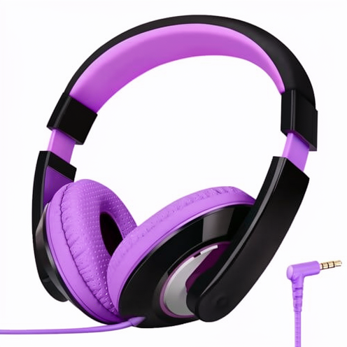 Wired Headphones Audio Over Ear with Non Noise Isolating Mic with HiFi Deep Bass Sound Headsets Computer with 3.5mm Jack Plug