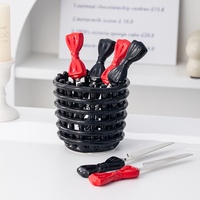 Ensemble de couverts en acier inoxydable 304 avec manche en céramique à nœud papillon, couteau à steak, cuillère à dessert, fourchette, cuillère à café, ustensiles de table