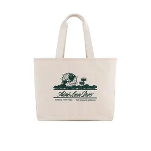 Canvas bag cotton canvas tote bag custom logo full color heavy weight thick shopping bag with zip