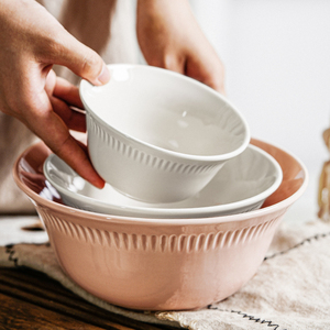 Platos de cerámica simples creativos para el hogar, vajilla nórdica redonda duradera para sopa, cuenco, plato de servicio para restaurante - Product Image 3