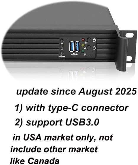 Rackchoice 1U Compact Server/Desktop Mini-ITX Chassis 9.84" Depth Supports Mini-ITX Motherboard Type-C USB3.0 Black Intel Stock