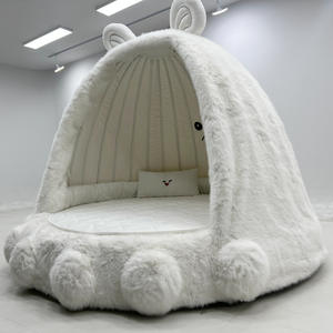 Modernes Umwandelbares Vollgröße-Samtbett Komfortables Kinderbett Niedliches Tierdesign für Kleine Mädchen Monster-Thema Baumhaus - Product Image 3