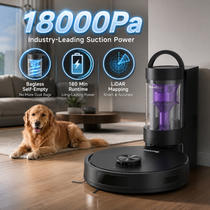 Teendow D16S MAX 18000 Pa Robot Aspirador con Estación de Autovaciado sin Bolsa, Robot Aspirador y Mopa 2 en 1 - Product Image 1