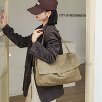 Nouveauté 2026 : Sacs à bandoulière et sacs travers en cuir de vachette nubuck pour femme, grande capacité, en cuir véritable et daim