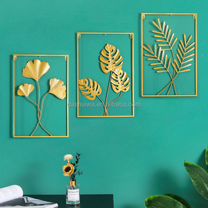 Decorazioni Murali in Ferro a Foglie Dorate, Moderne e Creative per <span class=keywords><strong>Soggiorno</strong></span>, Sfondo Divano, Decorazioni a Mosaico da Appendere, Artigianato in Metallo - Product Image 2