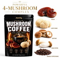 Poudre de café aux champignons OEM avec étiquette privée, emballage en gros, mélange énergétique pour l'immunité et le bien-être quotidien