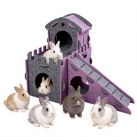 Rumah Kastil Guinea Pig dari Kain Felt untuk Kelinci Kerdil, Landak, Chinchilla, Hamster XS, Dapat Dilepas, Dapat Dicuci, Semua Musim