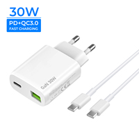 Adaptateur secteur ultra-compact OEM/ODM 30W avec technologie GaN, double port Type C, chargeur PD avec protection OTP et OVP