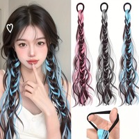Tresse synthétique désordonnée, tresse de perruque rose bleu gris, perruque tressée style Boxer, queue de cheval pour femme, nouvelle tresse longue torsadée style chinois