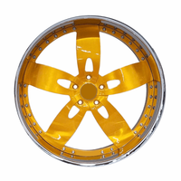 Jantes forgées Rucci personnalisées de 20, 22, 24, 26 pouces, 2/3 pièces, à rayons dorés, à lèvre chromée profonde, avec capuchon flottant pour Range Rover Escalade