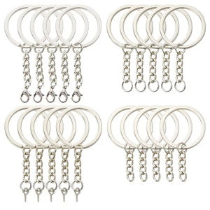 PK-PD484-487 25mm 30mm <strong>Split</strong> Flat Key Ring Zinc Alloy &amp; Stainless Steel <strong>Keychain</strong> Accessories with Silicone Chain for <strong>Keychain</strong> - Product Image 3
