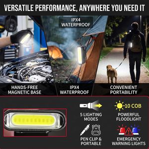 Pocket Flat Slim LED Flashlight EDC 500lm <b>White</b>/Yellow Workshop Use <b>Pen</b> Clip Rechargeable Waterproof - Product Image 4