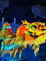 Dragon gonflable géant de 15 m avec lumières LED pour événements commerciaux intérieurs et extérieurs et spectacles sur scène