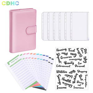 Wholesale A6 Leather Binder Set Zipper Pocket Budget Sheet Loose Leaf Planner Notebook 6 Ring Budget Binder With Cash Envelopes