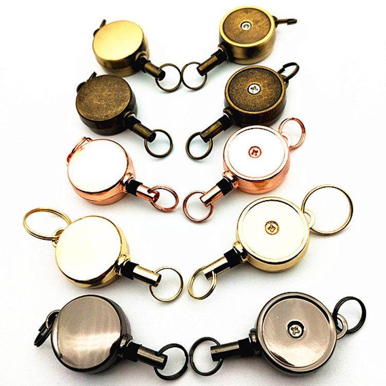 BR-19-Z оптовая продажа металла изготовленный на заказ логос напечатал дешевые медсестры выдвижной тянуть катушка брелок для ключей брелок владельец карточки удостоверения личности