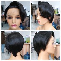 Perruque Pixie, vente en gros perruques de cheveux humains coupe Pixie perruque à dentelle coupe Pixie cheveux brésiliens courts afro bouclés 100% cheveux humains vierges 180%