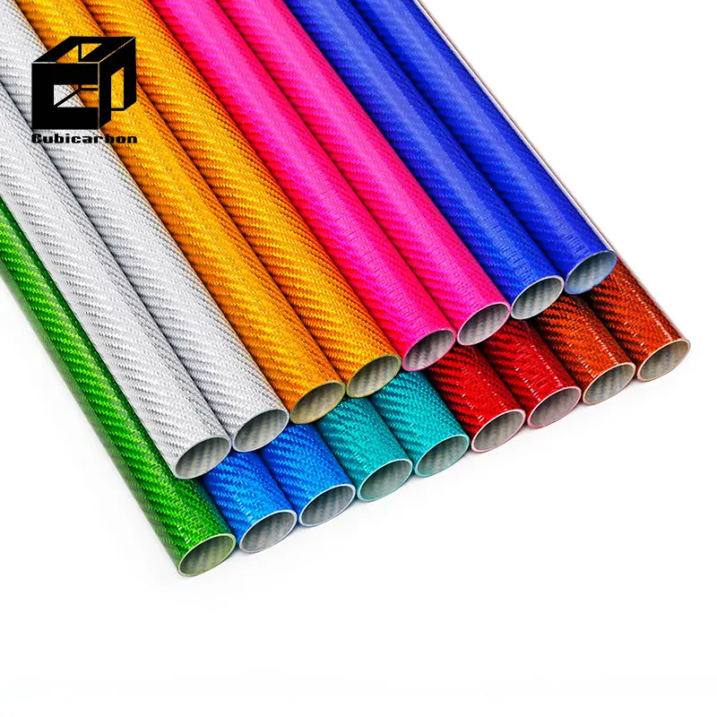 100% Real Colorful Carbon Fiber Lightweight Tube 3K Twill Glossy Carbon Fiber Color Tube Carbon Fiber Pipe With Color