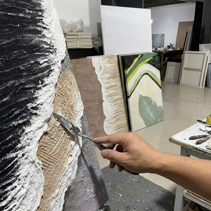 Dipinto Astratto Costiero Beige e Bianco, <span class=keywords><strong>Arte</strong></span> Murale in Rilievo Fatta a Mano su MDF per Soggiorno, Hotel, Interni Moderni e Calmi - Product Image 5