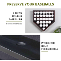 Boîte d'ombre de baseball murale à double verrouillage de grande capacité 30 vitrines en bois massif porte en verre acrylique pour support de fleurs