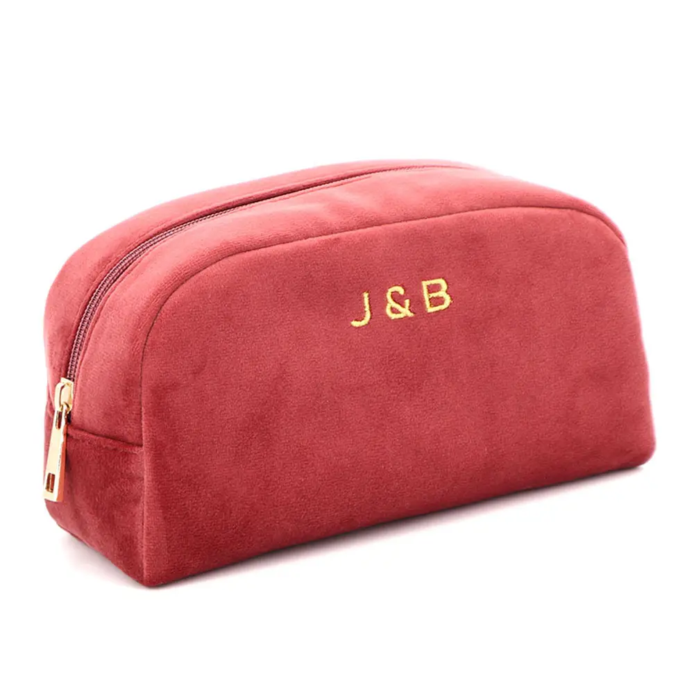 Logo Custom Cosmetic Zipper Makeup Toiletry Pouch Bag Female Velvet Jewelry Skin Scare Make Up Organizer Gift Packaging Zippered