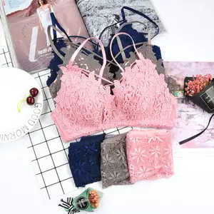 Top popular bra set thin cup triangle Cup sexy lace adjustment gathered bra set women